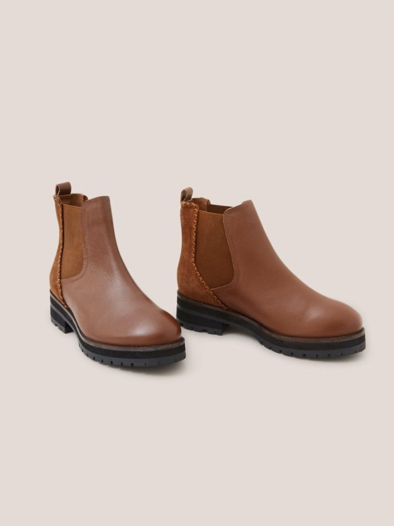 White Stuff Wide Fit Leather Chelsea Boot Mid Tan | 413657CFT