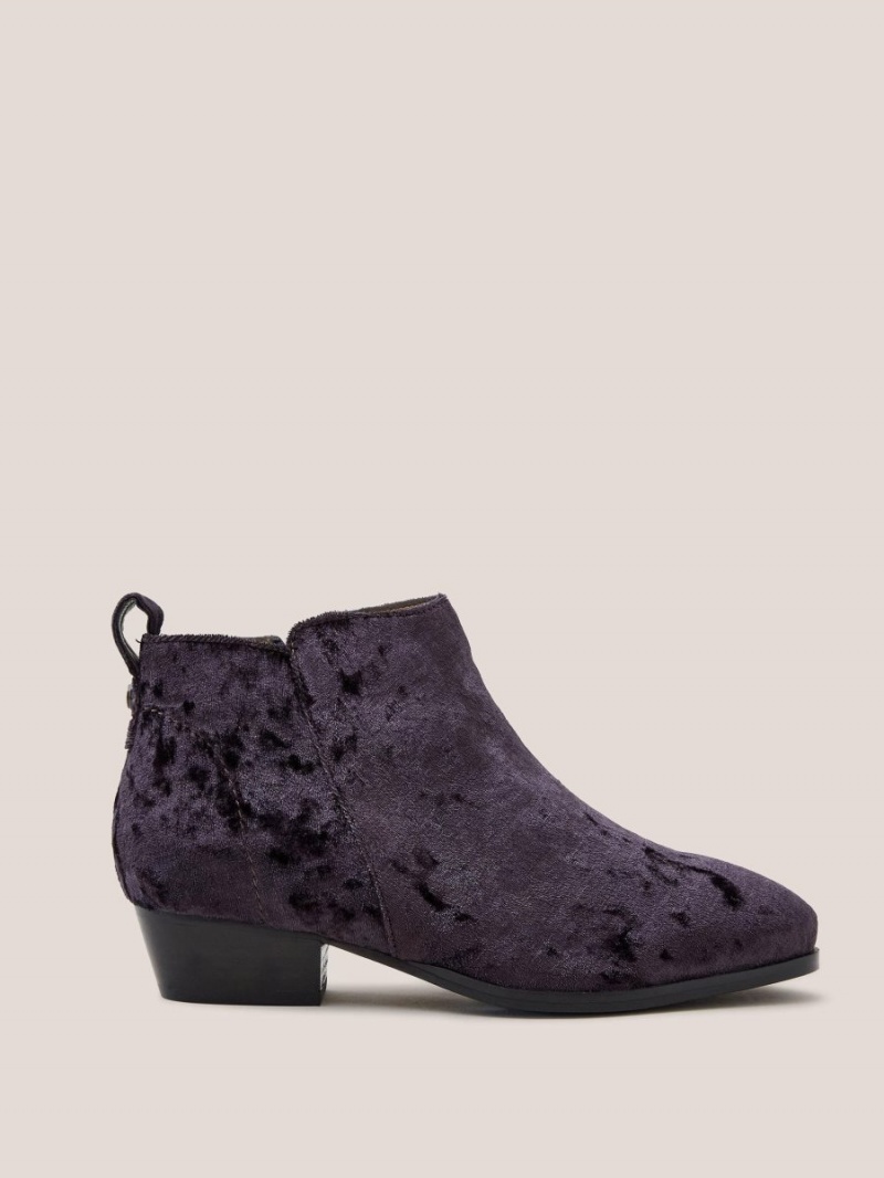 White Stuff Willow Velvet Ankle Boot Dk Grey | 651274DNI