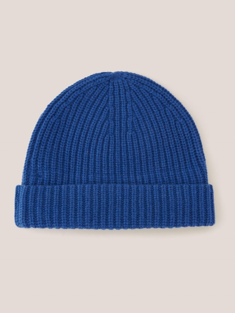 White Stuff Wool Ribbed Beanie Mid Blue | 315842MAY