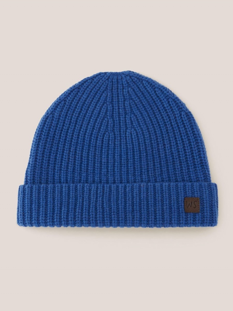 White Stuff Wool Ribbed Beanie Mid Blue | 315842MAY