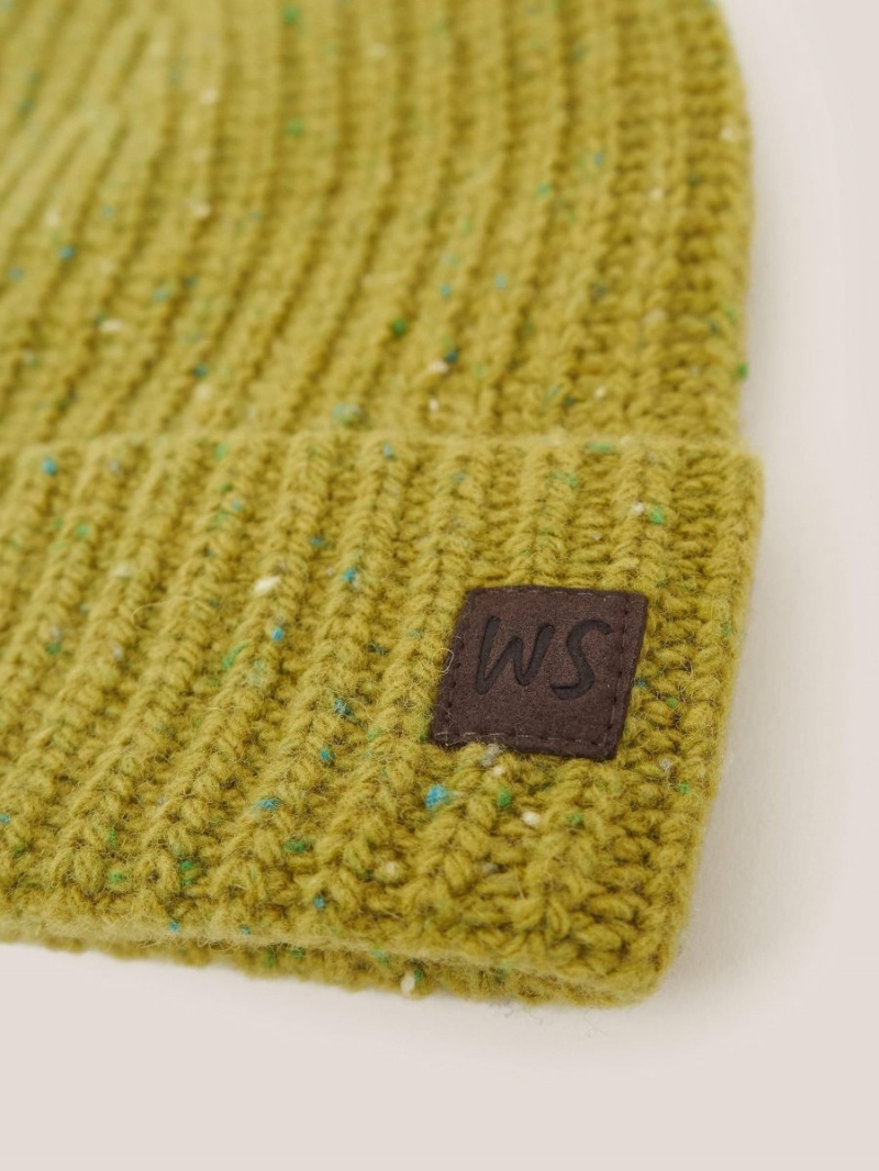 White Stuff Wool Ribbed Beanie Mid Chartreuse | 793650VNR