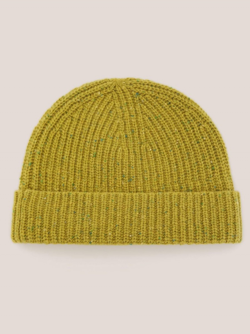 White Stuff Wool Ribbed Beanie Mid Chartreuse | 793650VNR