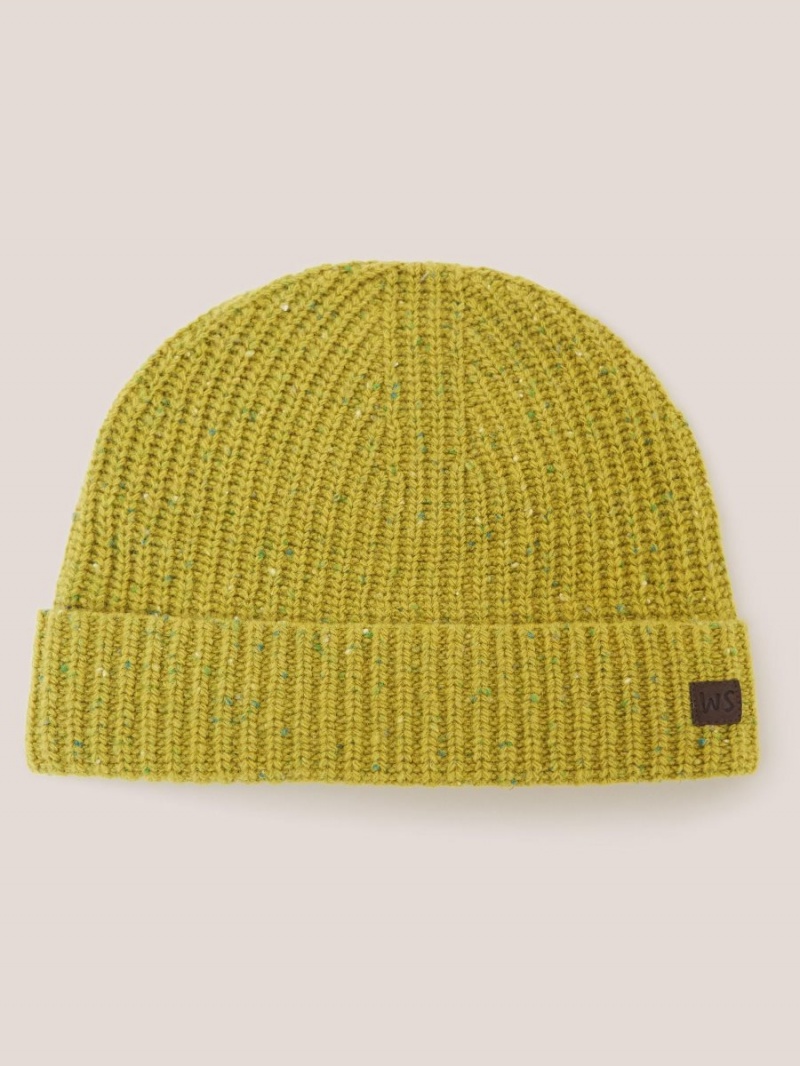 White Stuff Wool Ribbed Beanie Mid Chartreuse | 793650VNR