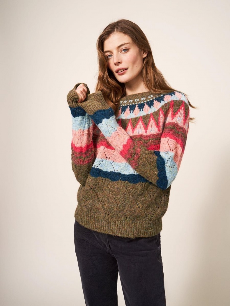 White Stuff Yoke Pattern Jumper Pink Multi | 061752IQG