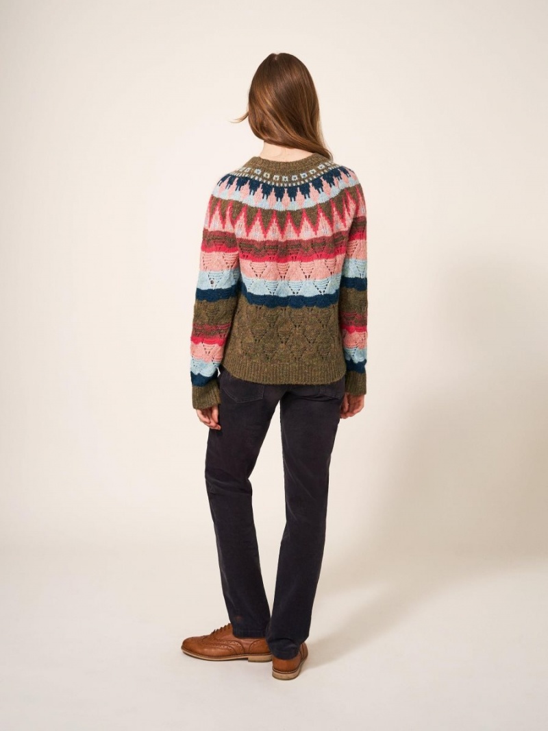 White Stuff Yoke Pattern Jumper Pink Multi | 061752IQG