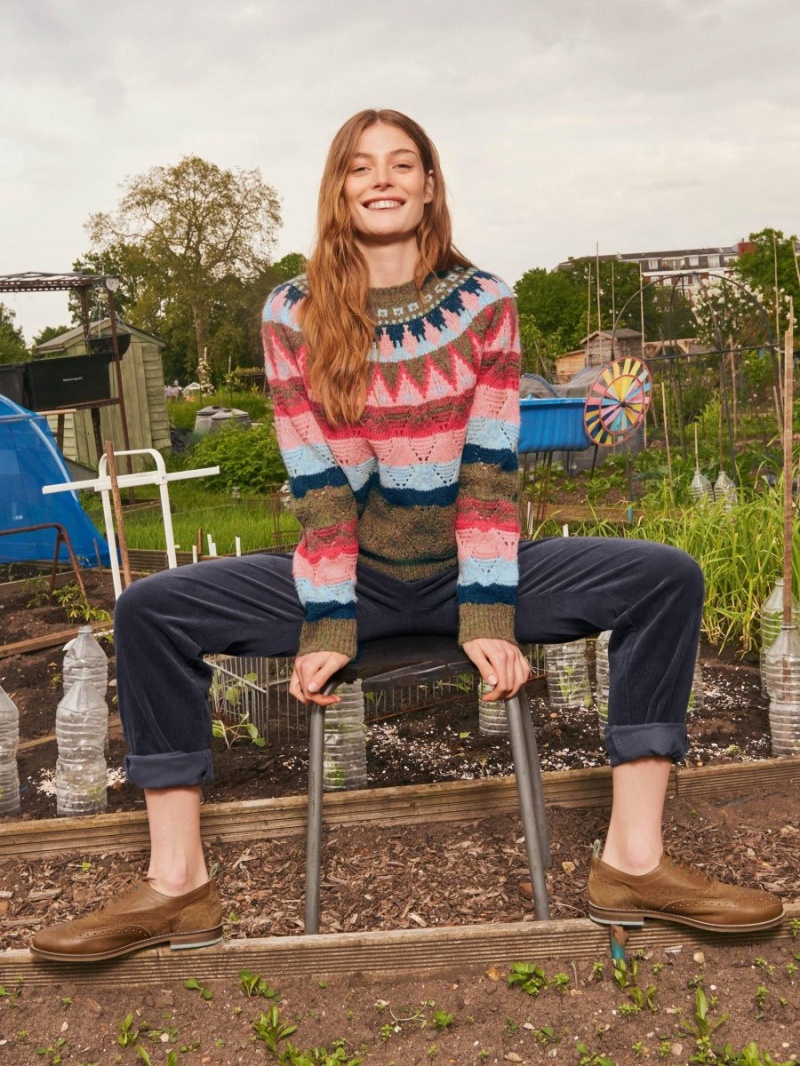 White Stuff Yoke Pattern Jumper Pink Multi | 061752IQG