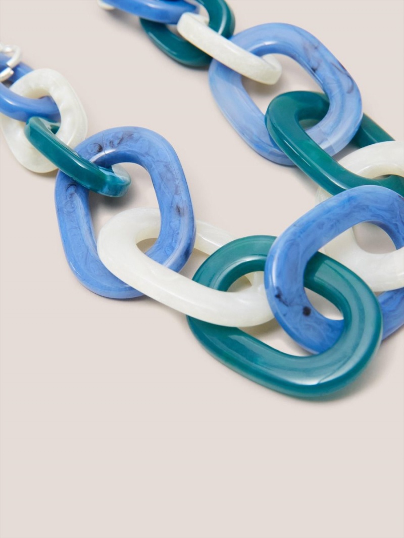 White Stuff Zalie Resin Chain Necklace Blue Multi | 371264OXZ