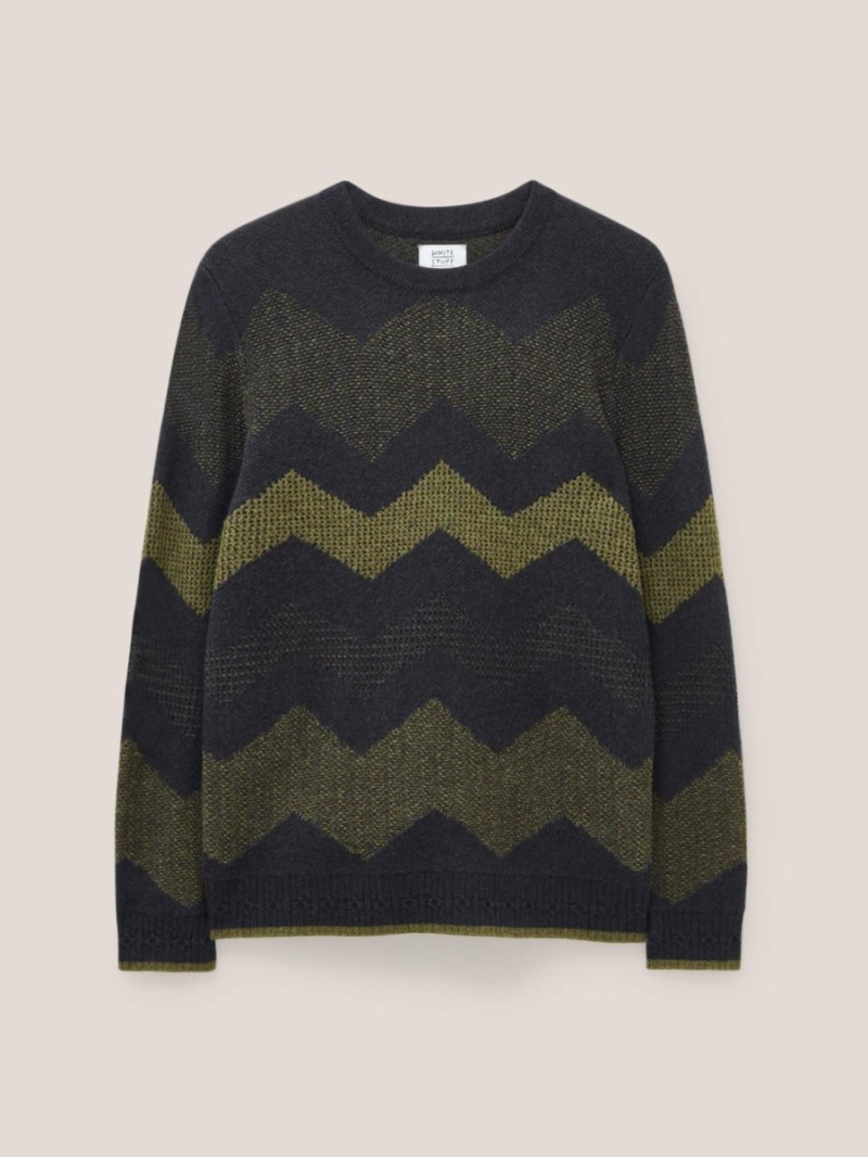 White Stuff Zig Zag Textured Crew Charcoal Grey | 768239HKO